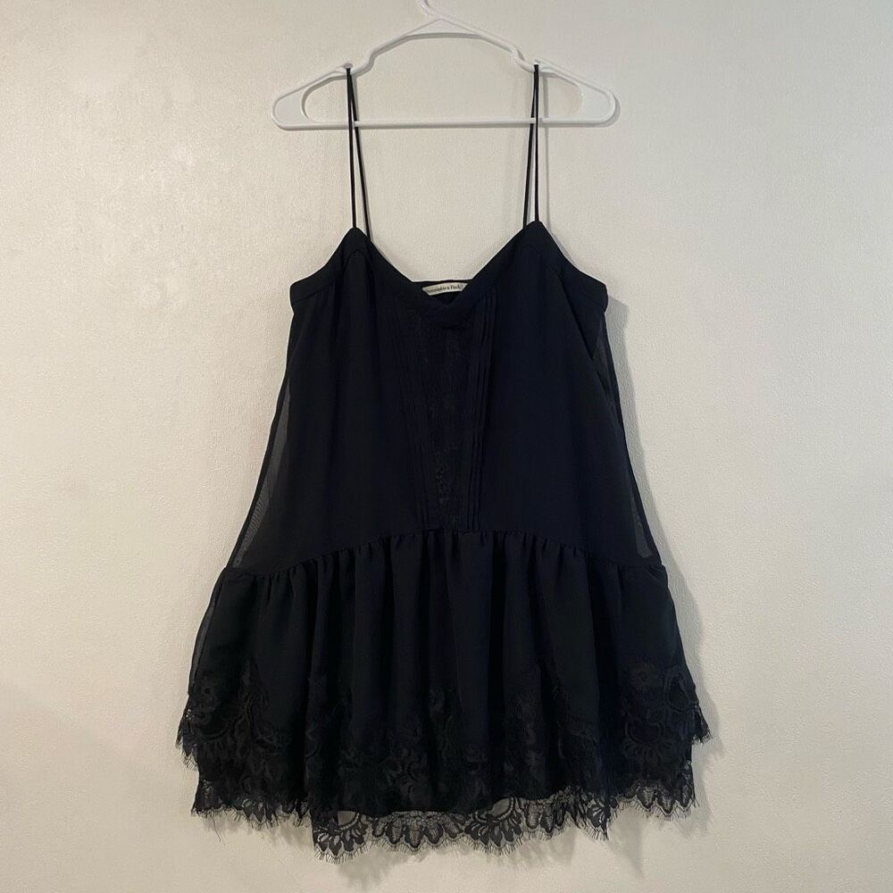 Abercrombie & Fitch Black Lace Babydoll Cami Tank Top Size M - Picture 2 of 6